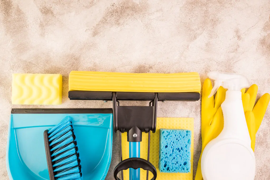 Household supplies to clean vomit from carpet