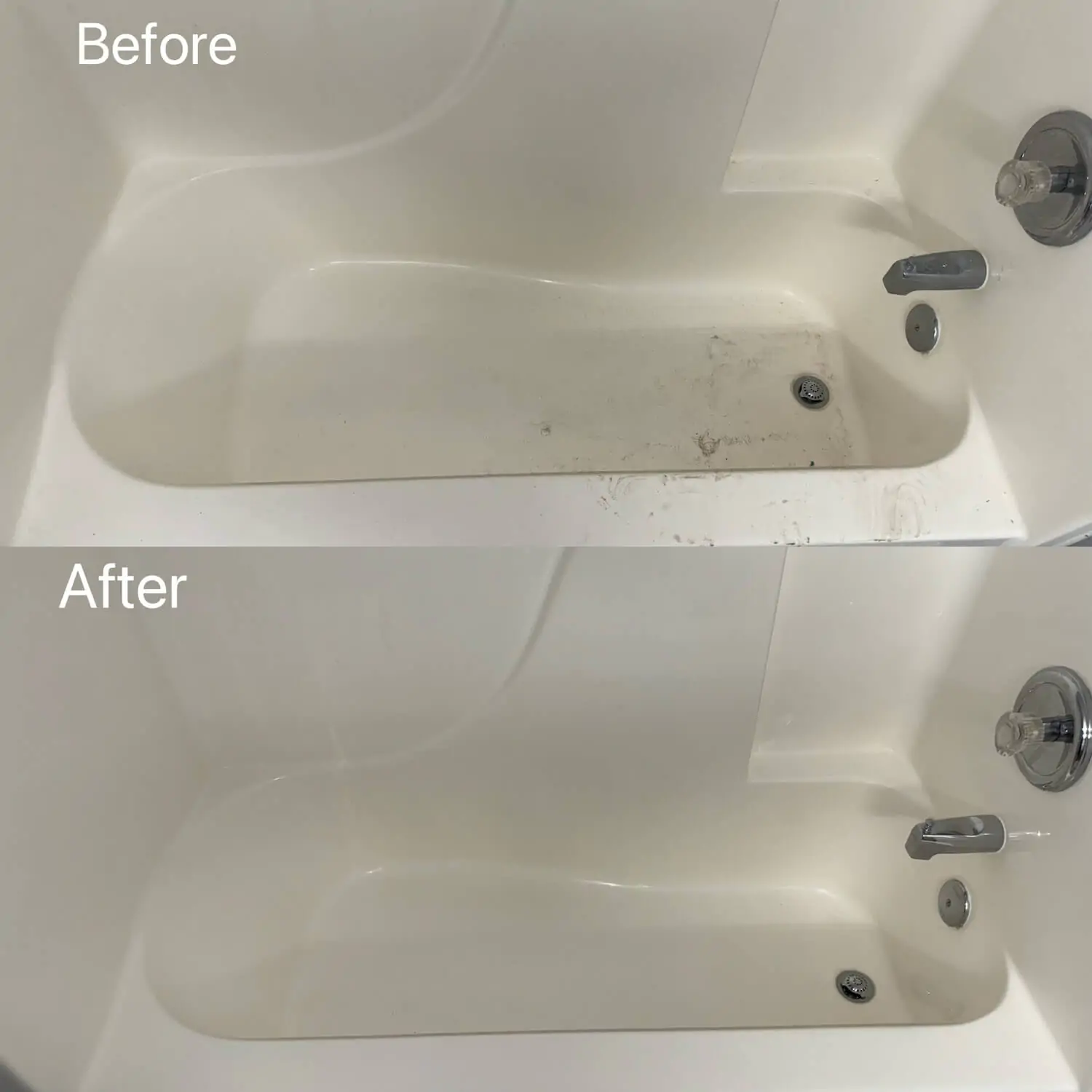 bathtub scrub cleaning before after