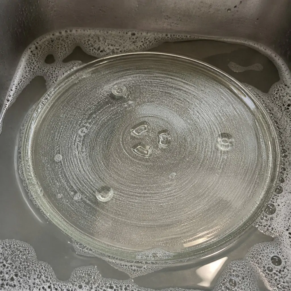 how to clean microwave turntable glass plate — remove and wash